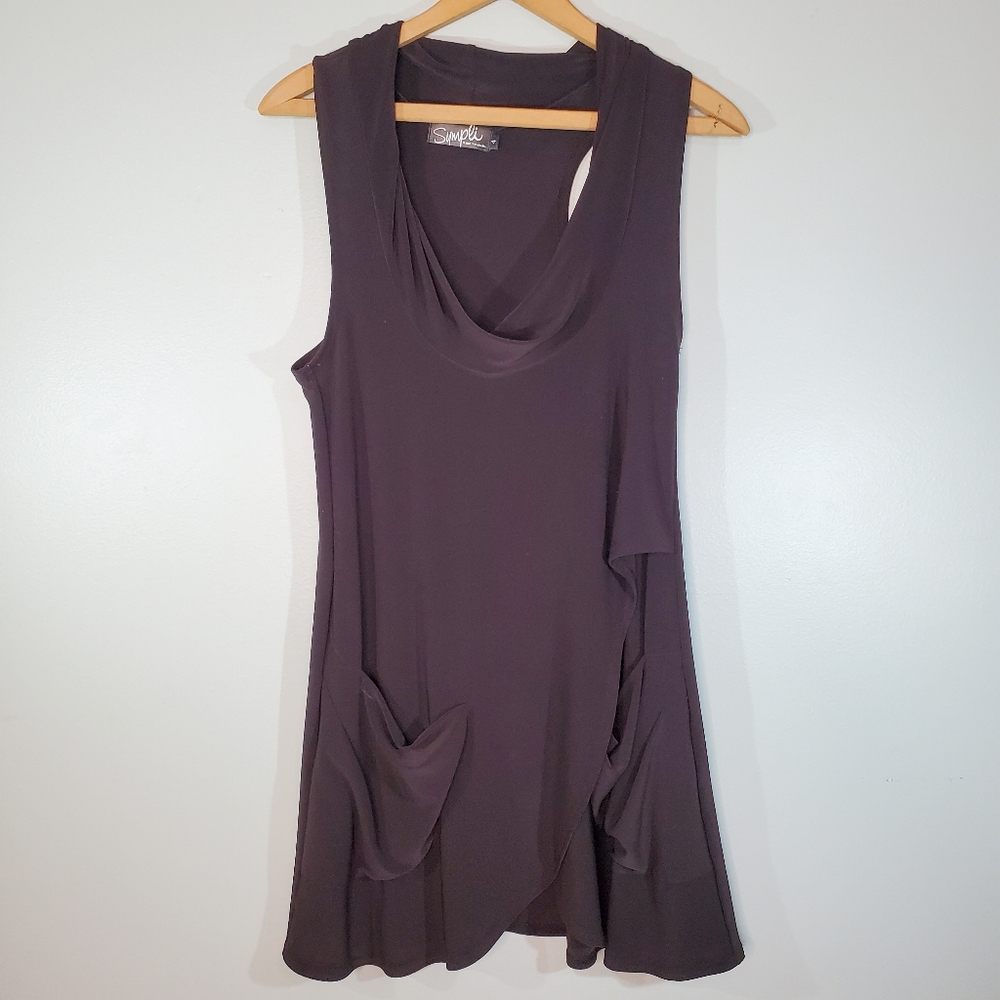 Sympli Black Cowl Neck Sleeveless Tunic Dress 4